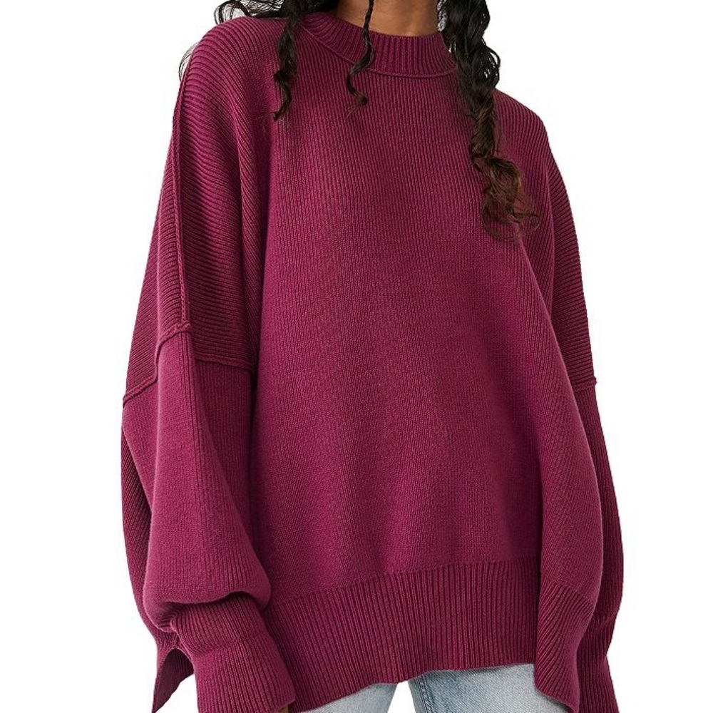 Women's Oversized Burgundy Sweater